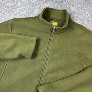 Bass Pro Shops Mens XXL Olive Green Full Zip Fleece Jacket‎ Mock Neck Outdoor